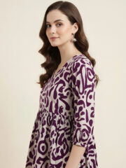 AADIVAA Printed V-Neck Empire Kurti - Image 3