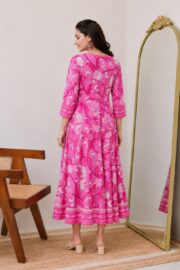 AADIVAA Floral Printed V-Neck Pure Cotton Angrakha Anarkali Kurti - Image 4