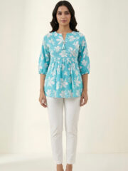AADIVAA Floral Printed V-Neck Empire Kurti