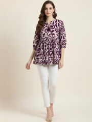 AADIVAA Printed V-Neck Empire Kurti