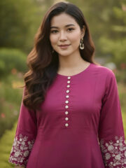 AADIVAA Women Floral Embroidered Regular Thread Work Pure Cotton Kurta with Palazzos - Image 3