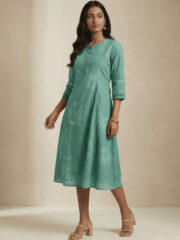 Floral Striped Pure Cotton Kurti - Image 4