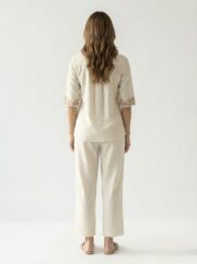 Women Floral Embroidered Regular Thread Work Pure Cotton Top with Trousers - Image 4