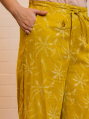 Women Comfort Fit Yellow Pure Cotton Trousers - Image 3