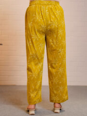 Women Comfort Fit Yellow Pure Cotton Trousers - Image 5