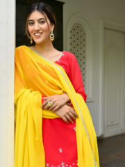 Pink and Yellow Kurta Patiala Set - Image 3
