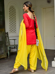 Pink and Yellow Kurta Patiala Set - Image 2