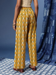 Women Printed Straight Fit Pleated Ikat Trousers - Image 5