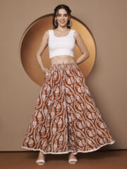 Women Relaxed Brown Viscose Rayon Trousers