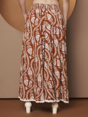 Women Relaxed Brown Viscose Rayon Trousers - Image 3