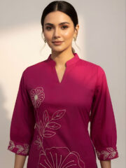 AADIVAA Women Floral Embroidered Regular Thread Work Pure Cotton Kurta with Trousers - Image 4