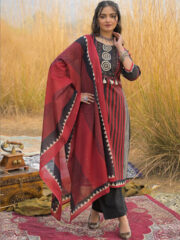 Women Ethnic Motifs Printed Regular Pure Cotton Kurta with Trousers & With Dupatta - Image 2