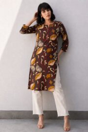 AADIVAA Ethnic Motifs Printed Pure Cotton Blend Kurti - Image 2
