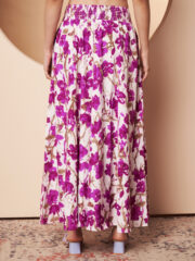 Women's White & Magenta Floral Print Flared Palazzo Pants - Image 5