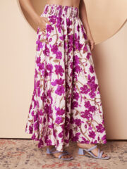 Women's White & Magenta Floral Print Flared Palazzo Pants - Image 2