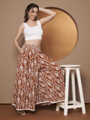 Women Relaxed Brown Viscose Rayon Trousers - Image 4