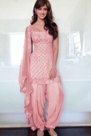 Blush Pink Georgette Patiala Suit for Wedding With Stone Work - Image 2