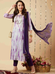 Women Cotton Rayon Kurta Pant Dupatta Set - Image 2
