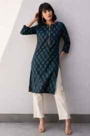 AADIVAA Ethnic Motifs Printed Pure Cotton Blend Kurti - Image 2