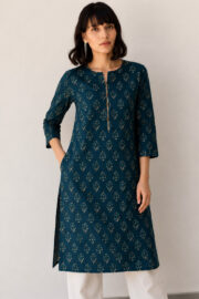 AADIVAA Ethnic Motifs Printed Pure Cotton Blend Kurti - Image 7
