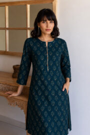 AADIVAA Ethnic Motifs Printed Pure Cotton Blend Kurti - Image 4